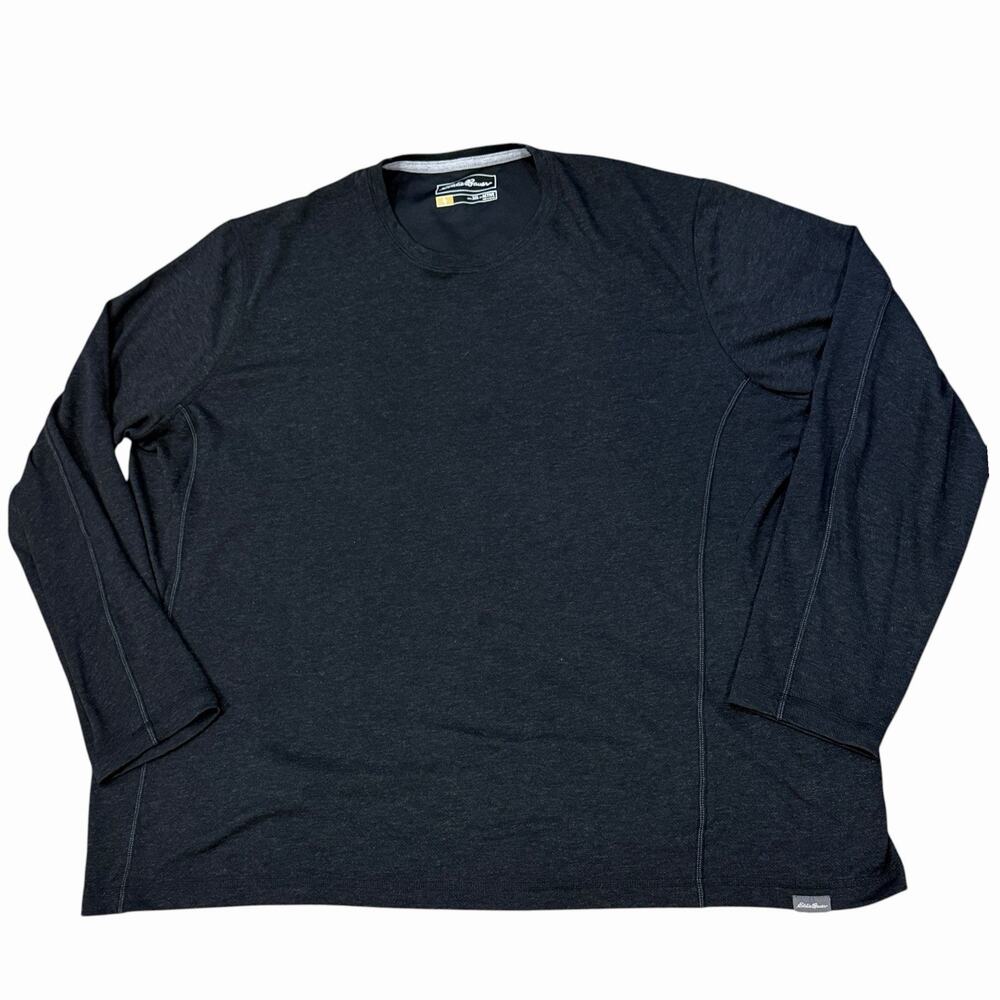 Eddie Bauer Active Long Sleeve Polyester Wool Blend Top Charcoal Gray Crew 3XL